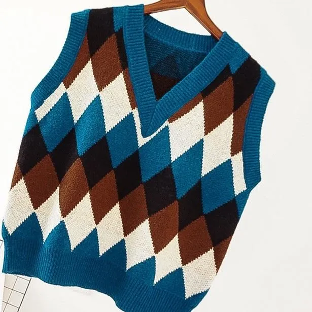 100%Cotton Winter Knit Vest Sweater Women Sleeveless Sweater Vest