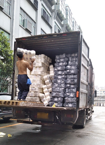 Chinese yarn loaded for shipment to Vietnam Chinese yarn loaded for shipment to Vietnam